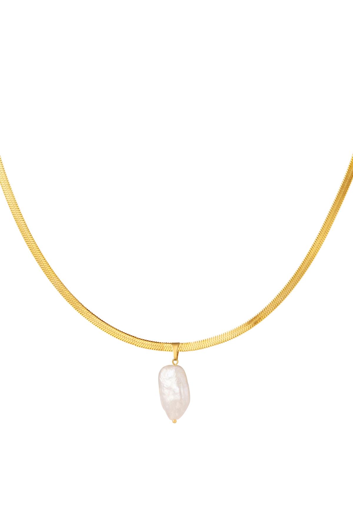Necklace pearl charm Gold Stainless Steel