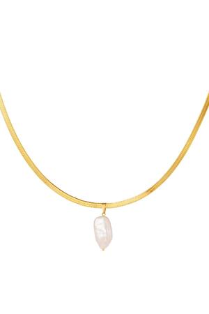 Necklace pearl charm Gold Stainless Steel h5 