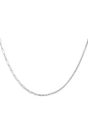 Necklace zircon and chain Silver Stainless Steel h5 