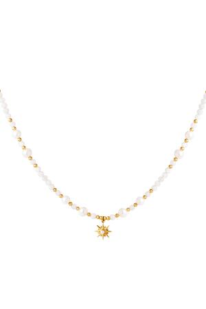 Perlenkette mit Sternanhänger Gold Edelstahl h5 