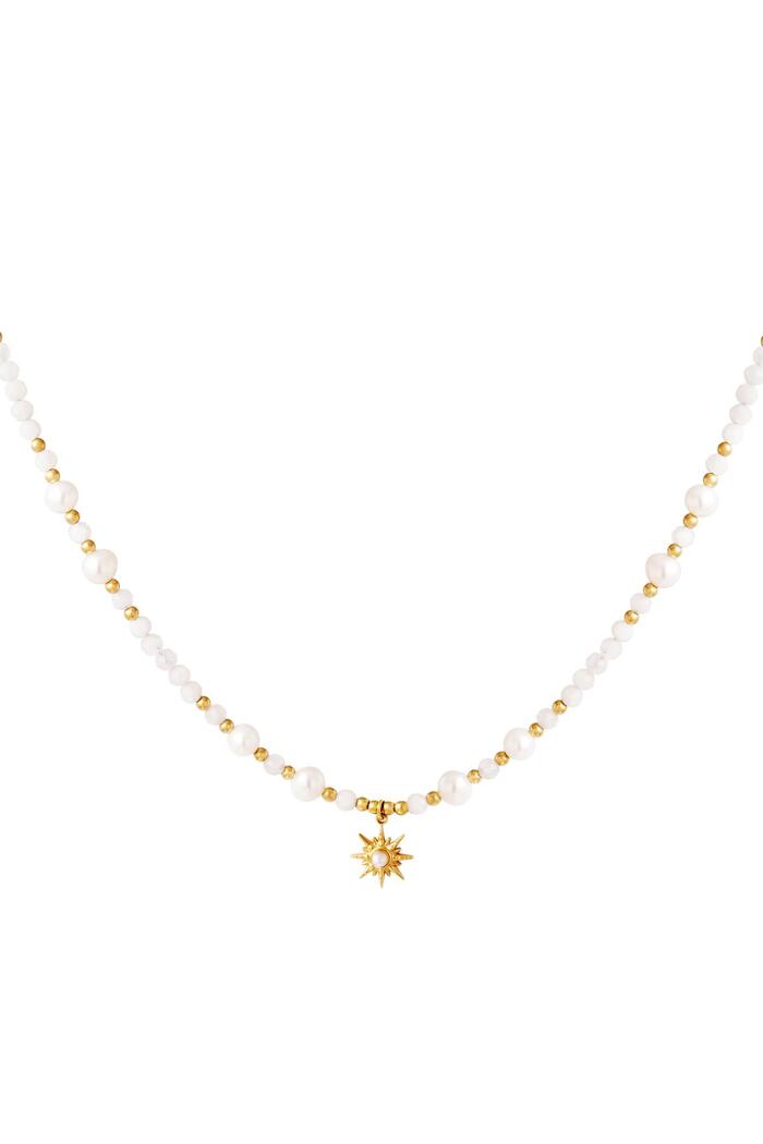Perlenkette mit Sternanhänger Gold Edelstahl 