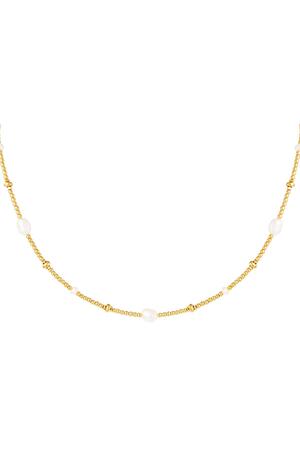 Halskette Perlen und Perle Gold Edelstahl h5 