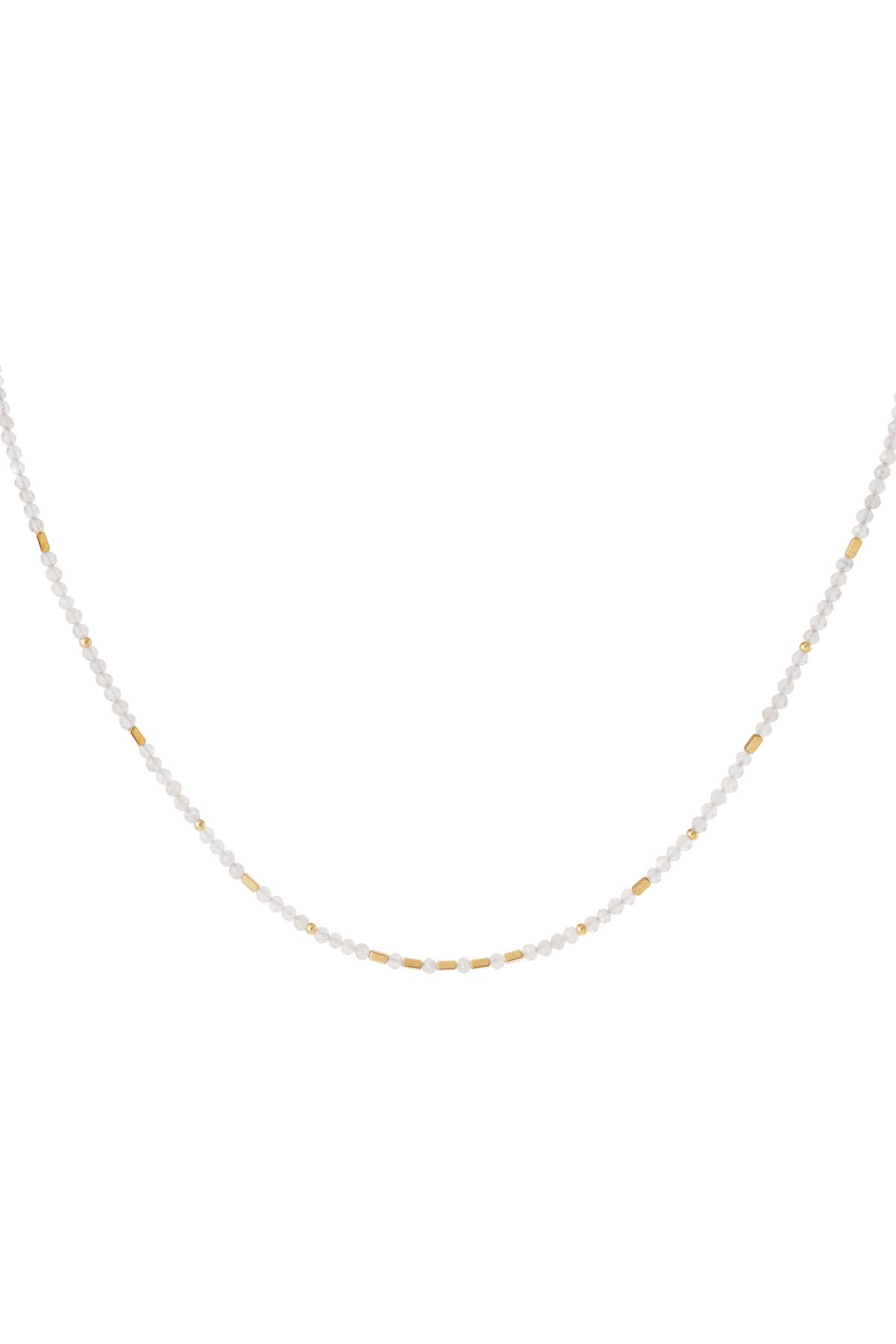 Bunte Perlenkette Grau &amp; Gold Edelstahl