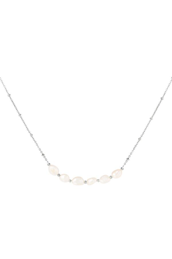 Halskette sechs Perlen in einer Reihe Silber Edelstahl