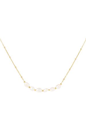 Necklace six pearls in a row Gold Stainless Steel h5 