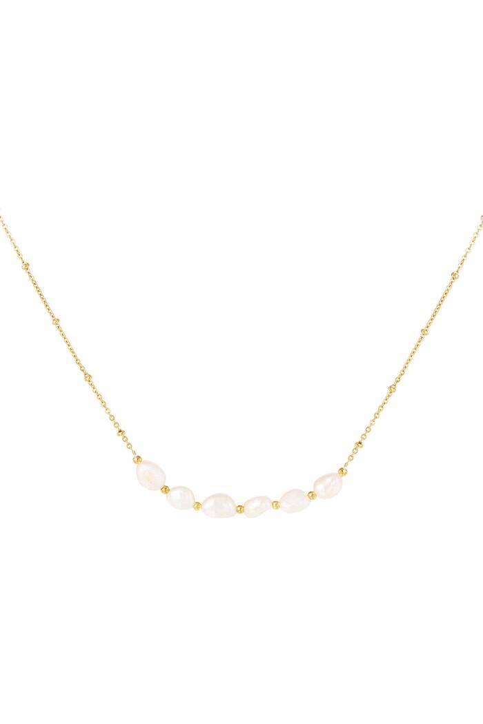 Halskette sechs Perlen in einer Reihe Gold Edelstahl 
