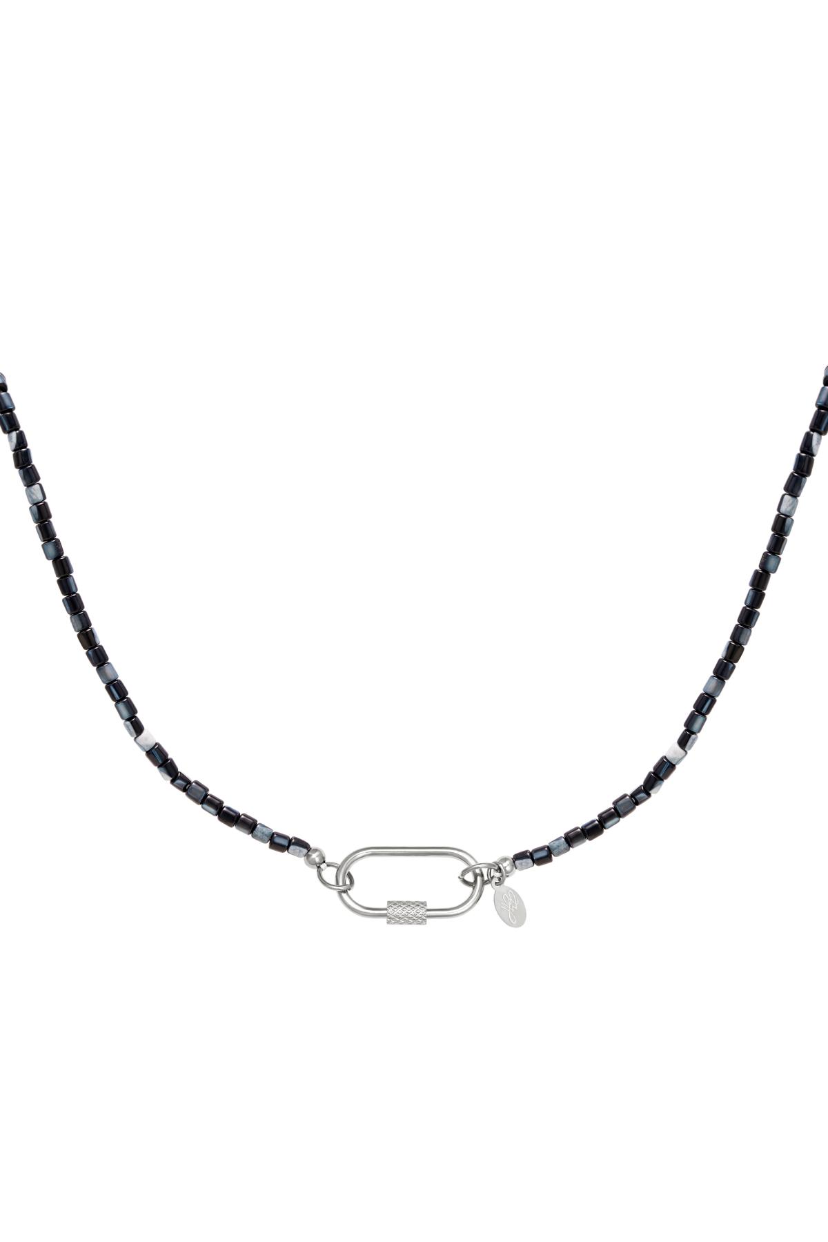 Colorful necklace with oval closure Black Stainless Steel