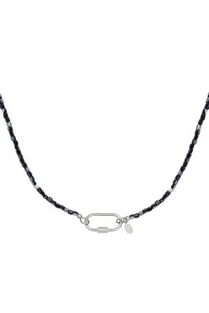 Bunte Halskette mit ovalem Verschluss Schwarz Edelstahl h5 