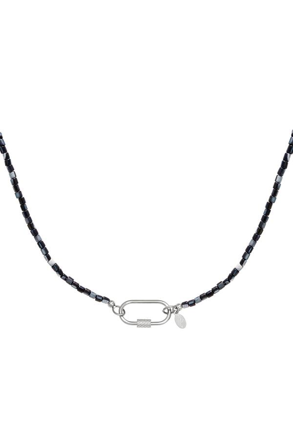 Bunte Halskette mit ovalem Verschluss Schwarz Edelstahl