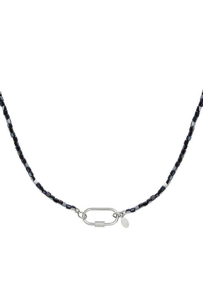 Colorful necklace with oval closure Black Stainless Steel 