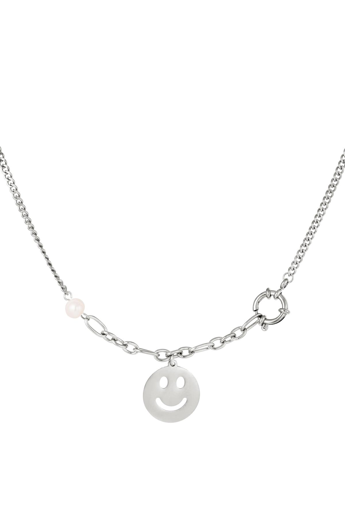 Stainless steel necklace smiley face Silver