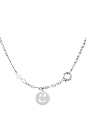 Stainless steel necklace smiley face Silver h5 