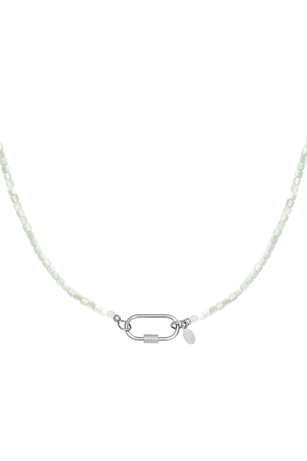 Bunte Halskette mit ovalem Verschluss Grün Edelstahl