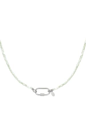 Bunte Halskette mit ovalem Verschluss Grün Edelstahl h5 