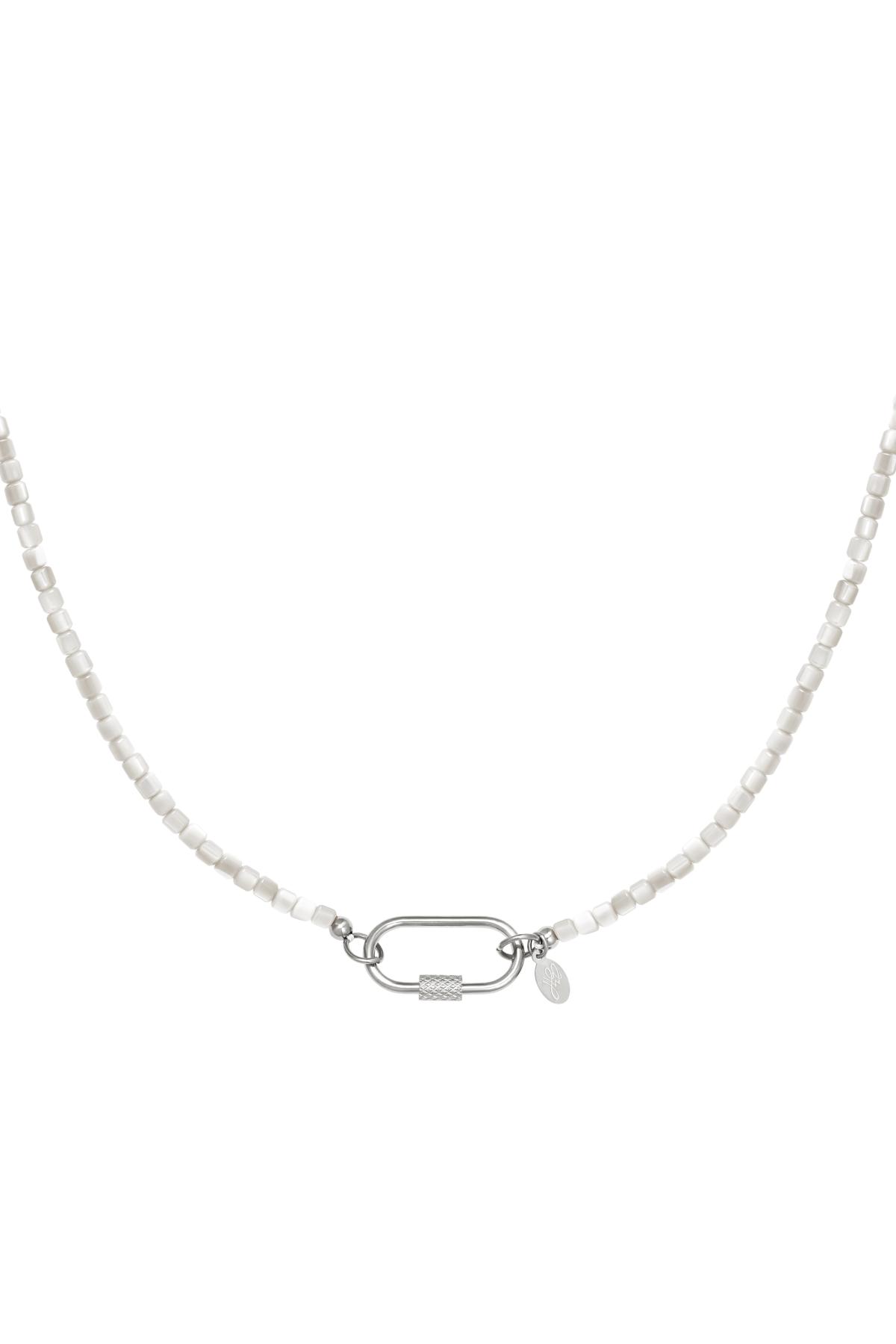 Bunte Halskette mit ovalem Verschluss Grau Edelstahl