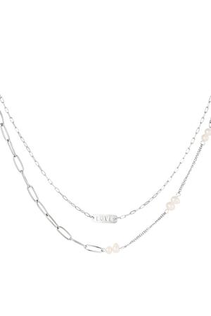 Stainless steel necklace Love Silver h5 