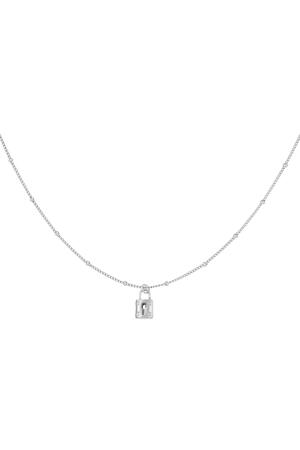 Stainless steel necklace with lock Silver h5 