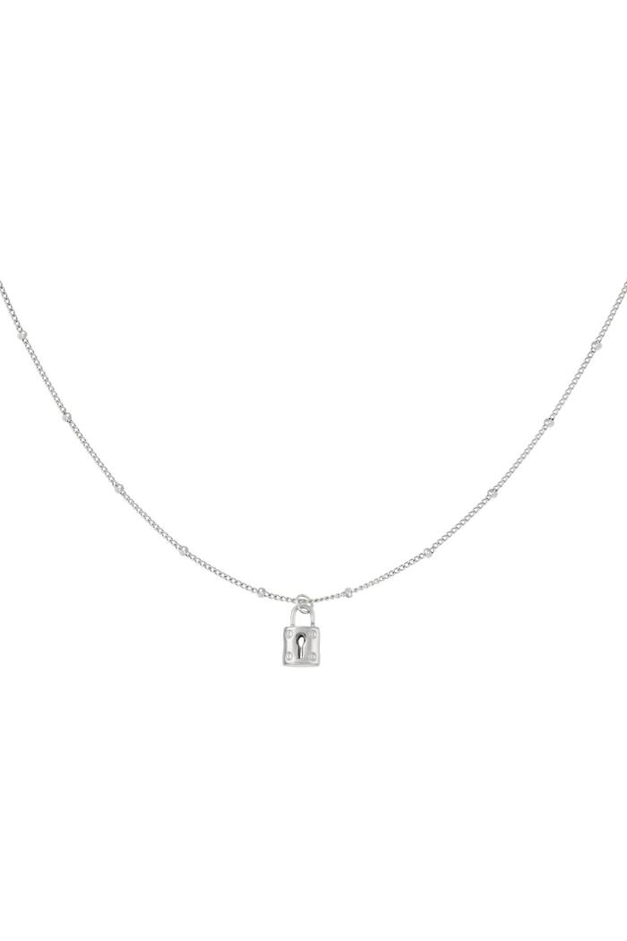 Stainless steel necklace with lock Silver 