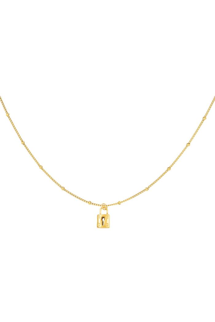Stainless steel necklace with lock Gold 