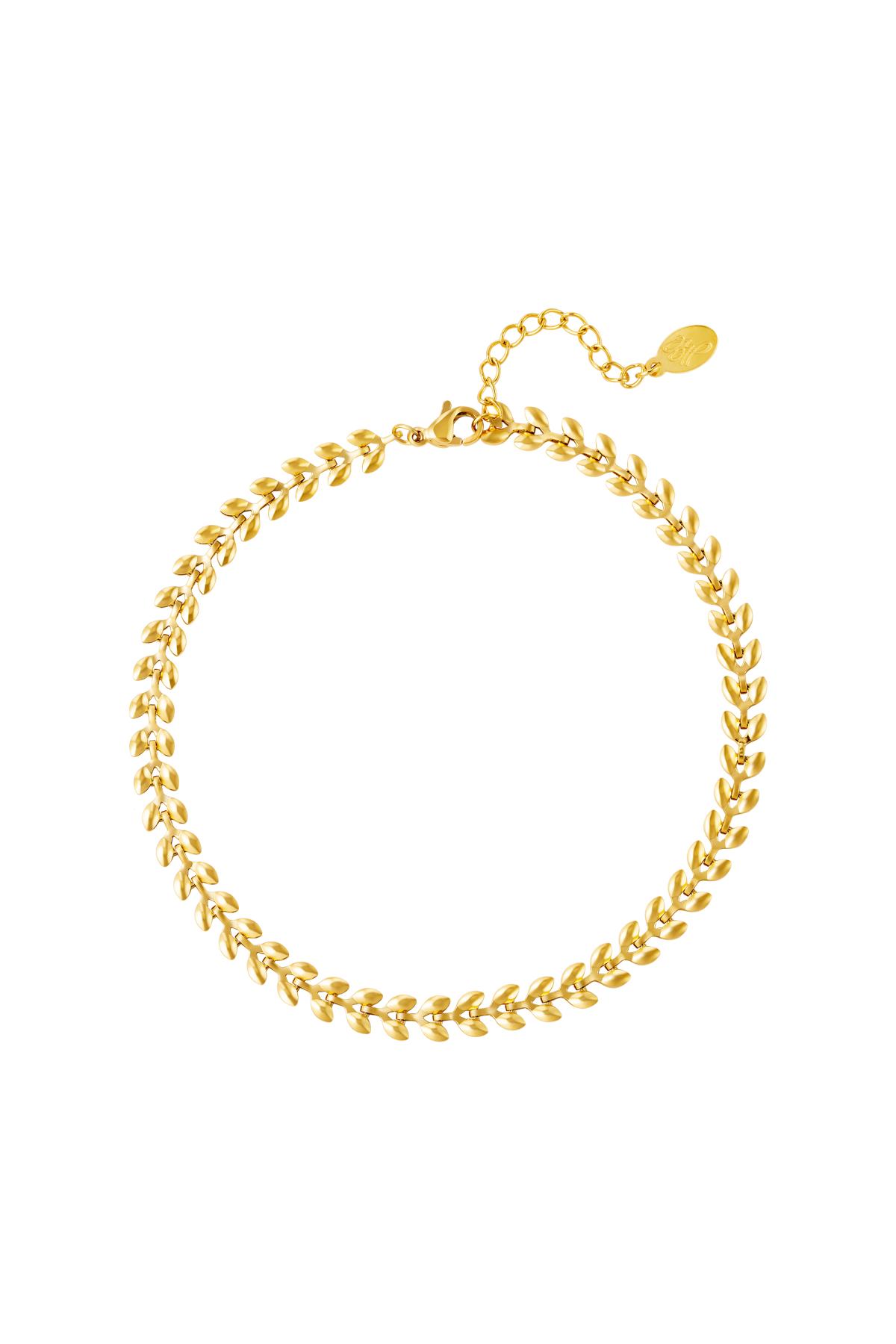 Anklet leafs Gold Stainless Steel h5 