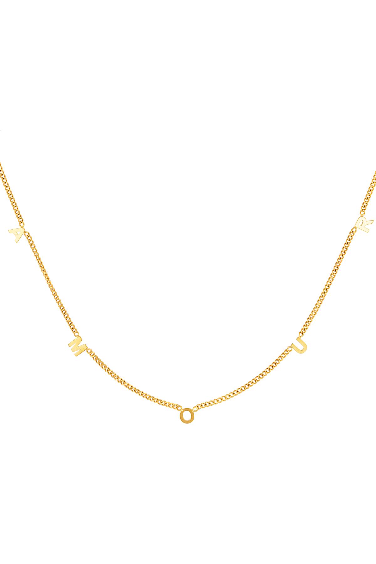 Necklace Amour Gold Color Stainless Steel