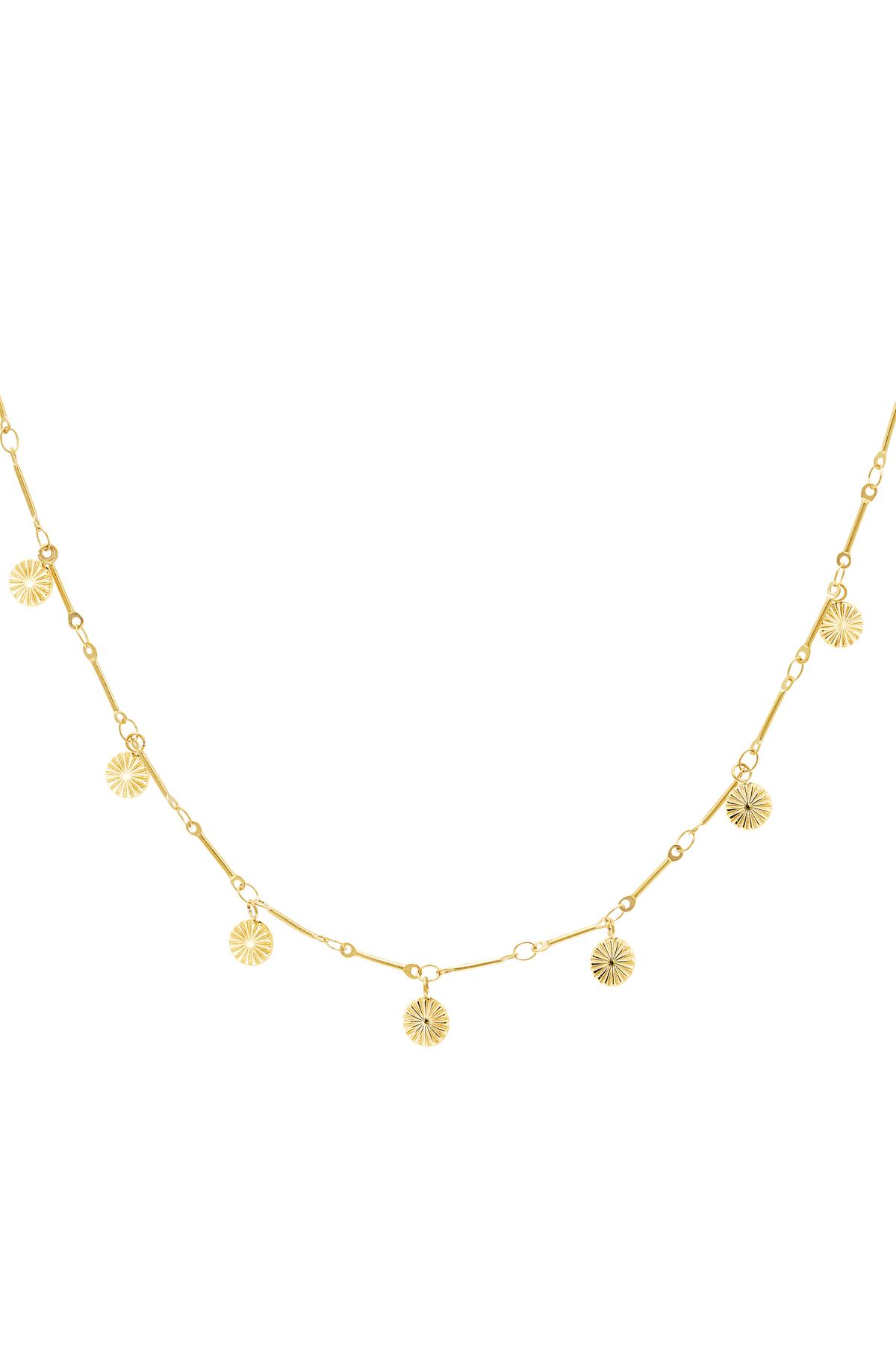 Collana con charms moneta fiore Gold Stainless Steel h5 