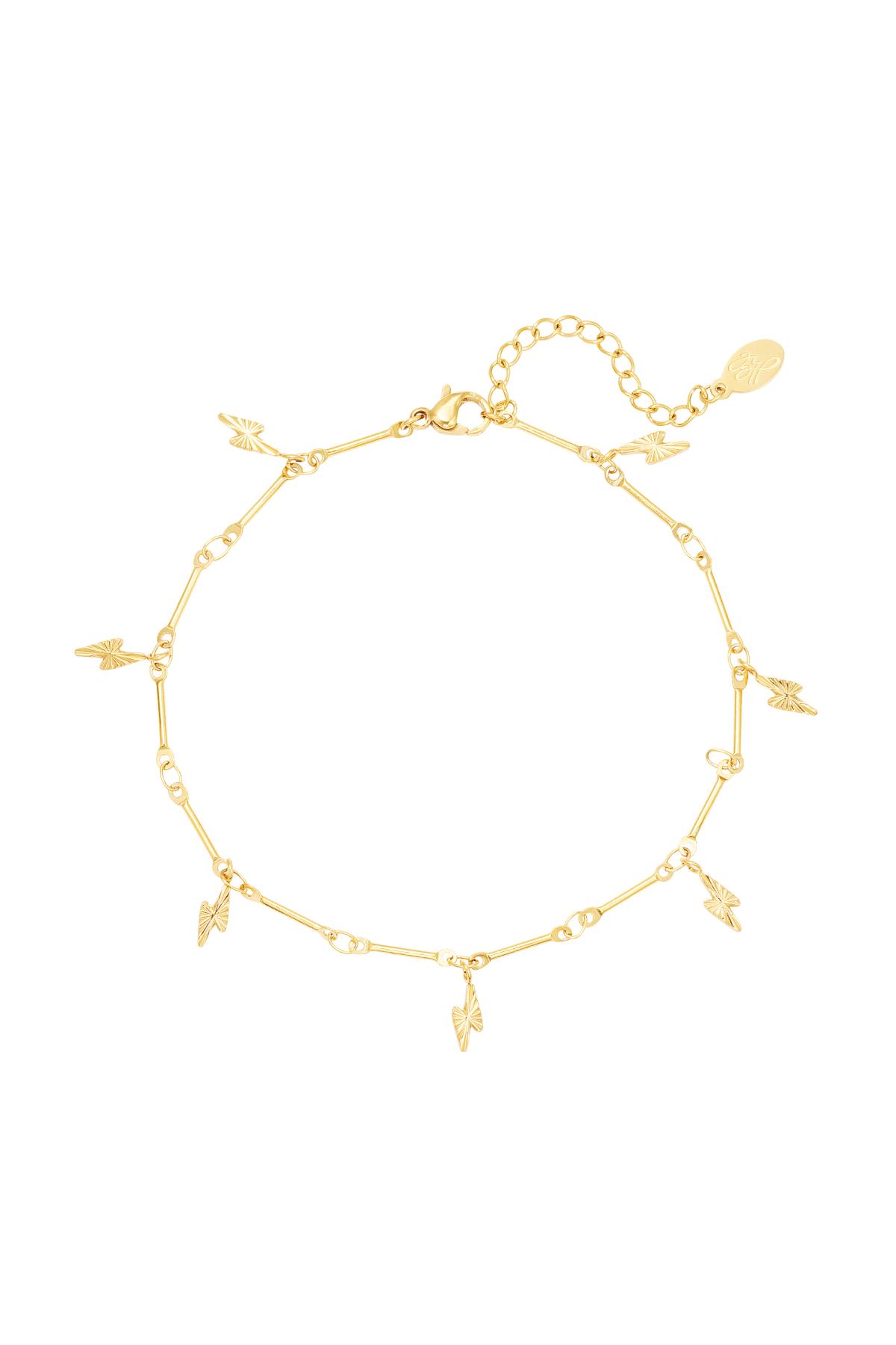 Anklet with lightning bolt charm Gold Color Stainless Steel