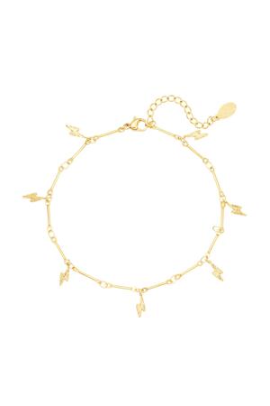 Anklet with lightning bolt charm Gold Stainless Steel h5 
