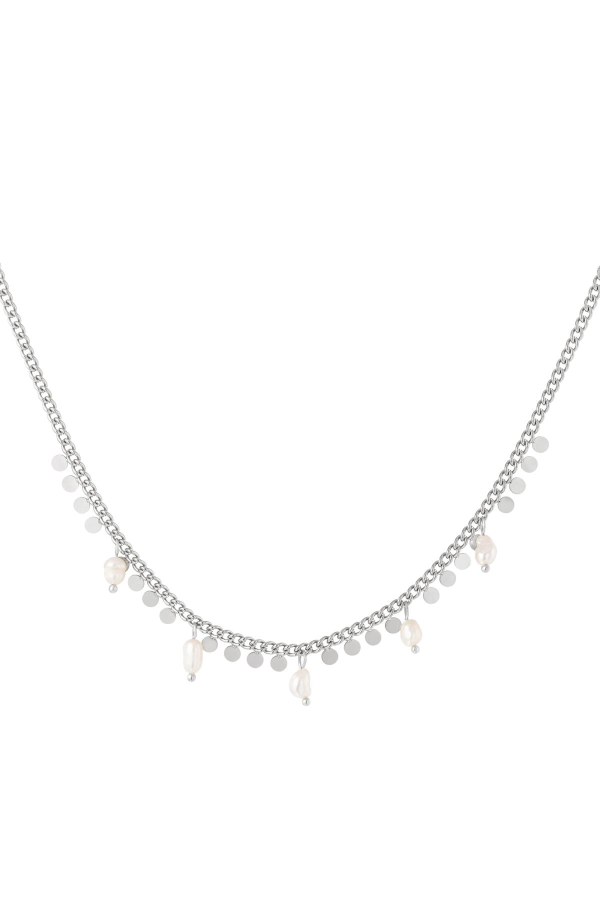 Halskette mit Perlen und Kreisen Silber Edelstahl