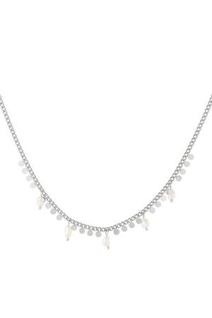 Halskette mit Perlen und Kreisen Silber Edelstahl h5 