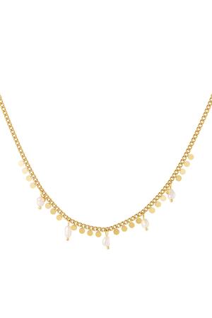 Halskette mit Perlen und Kreisen Gold Edelstahl h5 