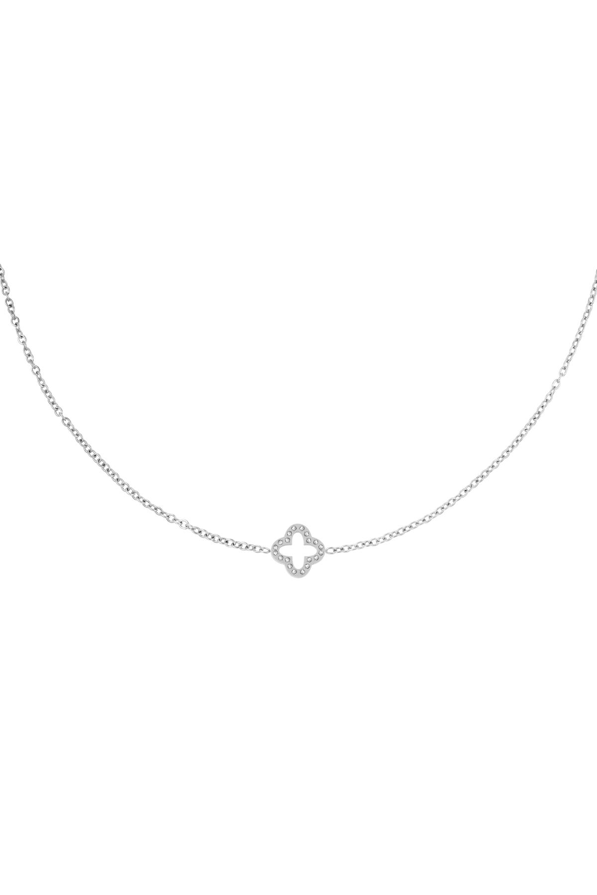 Necklace clover zircon Silver Stainless Steel