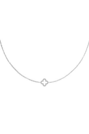 Necklace clover zircon Silver Stainless Steel h5 