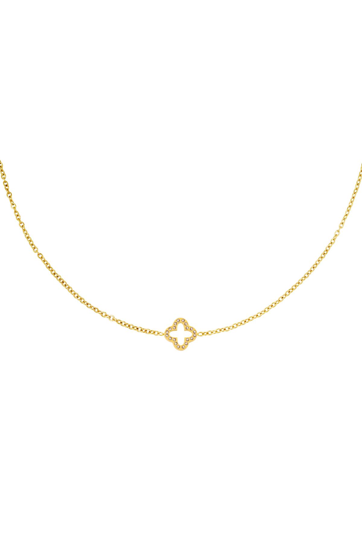 Necklace clover zircon Gold Color Stainless Steel 2