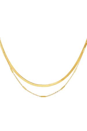 Stainless steel necklace double chained Gold h5 