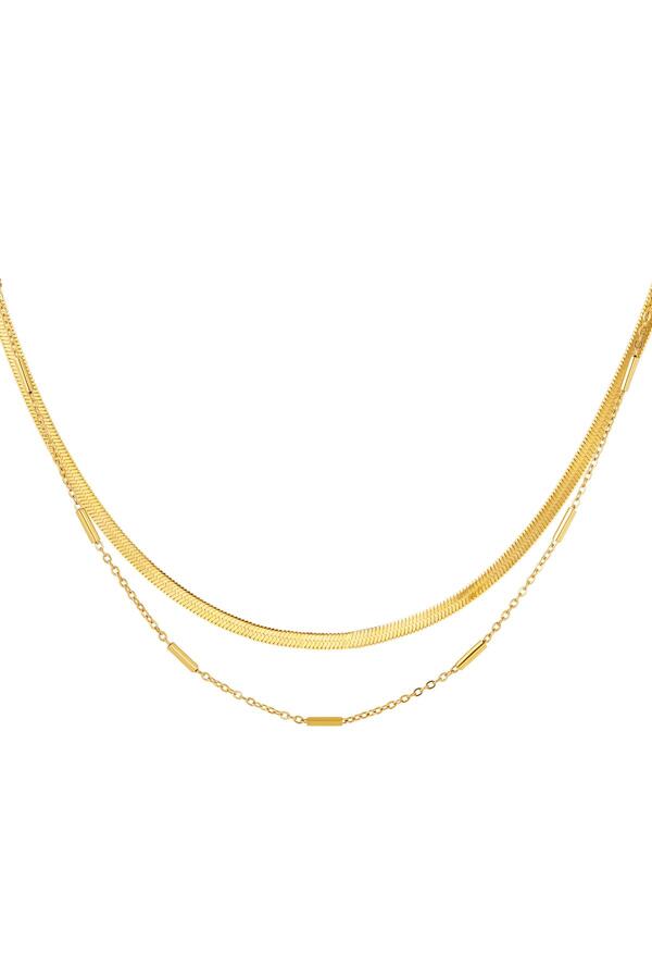 Stainless steel necklace double chained Gold