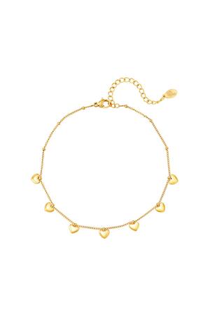 Anklet heart charms Gold Stainless Steel h5 