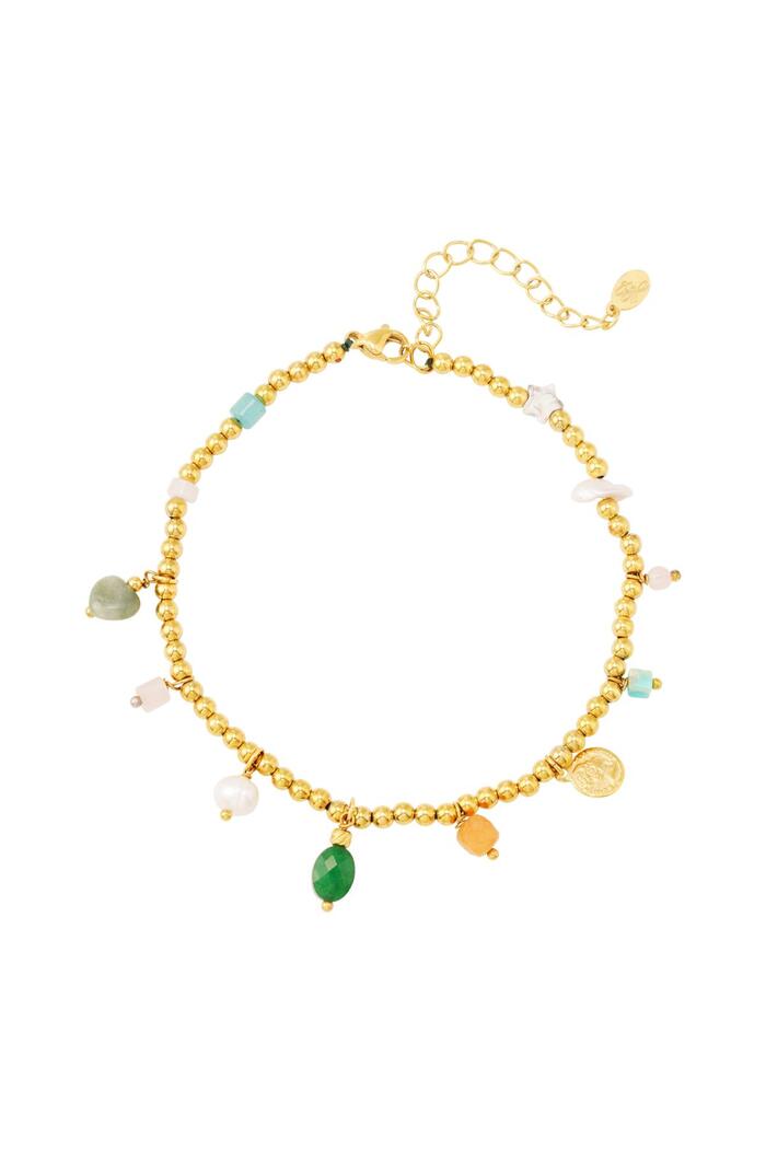 Anklet colourful Gold Stainless Steel 