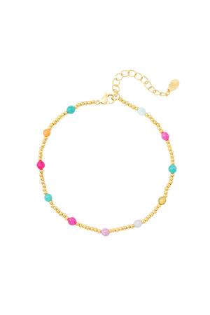 Anklet Coloured beads Gold Stainless Steel h5 