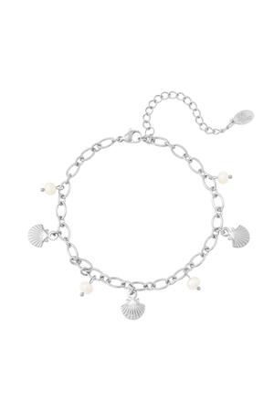 Anklet shells and pearls Silver Stainless Steel h5 