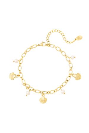 Anklet shells and pearls Gold Stainless Steel h5 