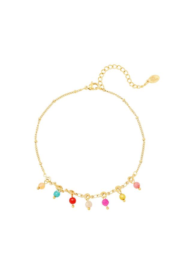 Bracelet de cheville perles colorées Acier inoxydable
