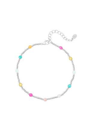 Bracelet de cheville en acier inoxydable perles colorées Argenté h5 
