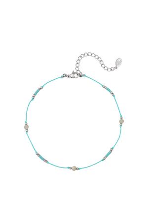 Cordon de cheville couleurs & perles Turquoise Acier inoxydable h5 