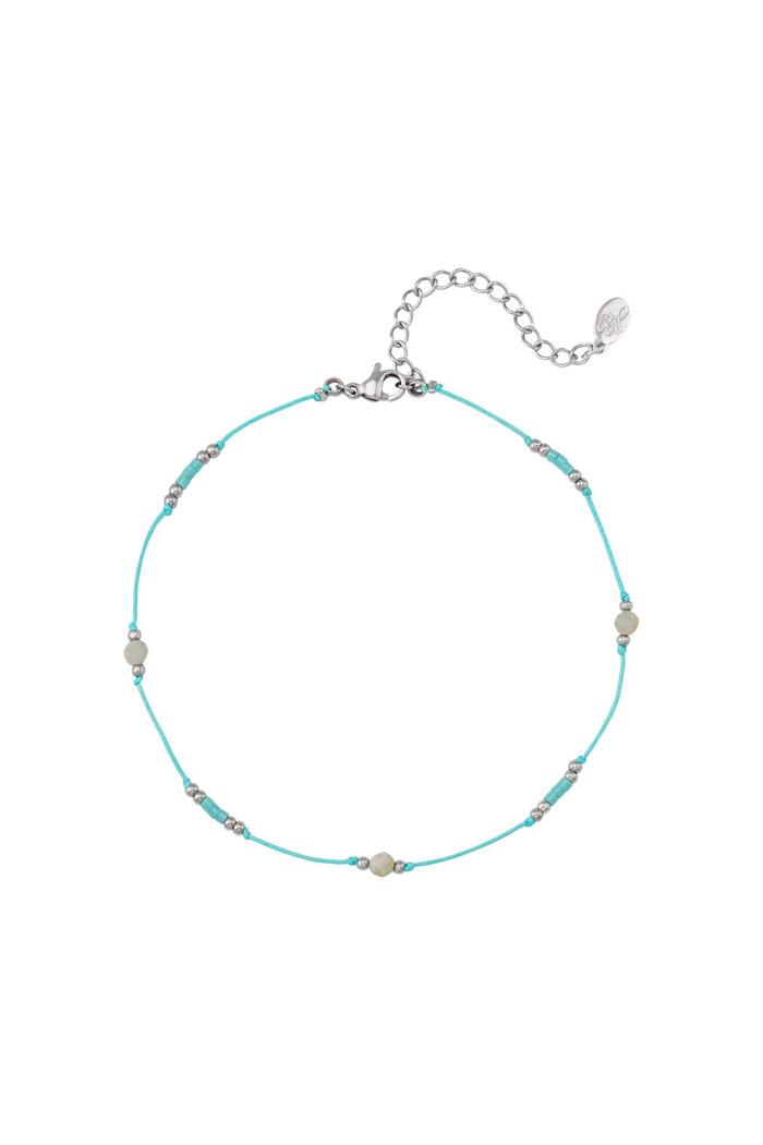 Anklet cord colors & beads Turquoise Stainless Steel 