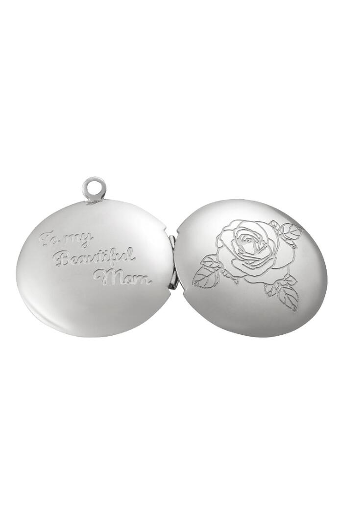 Round Mother's Day Locket Rose Silver Stainless Steel Picture2