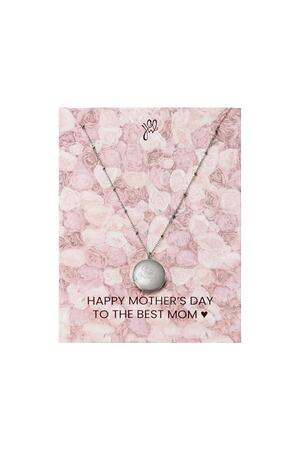 Round Mother's Day Locket Rose Silver Stainless Steel h5 