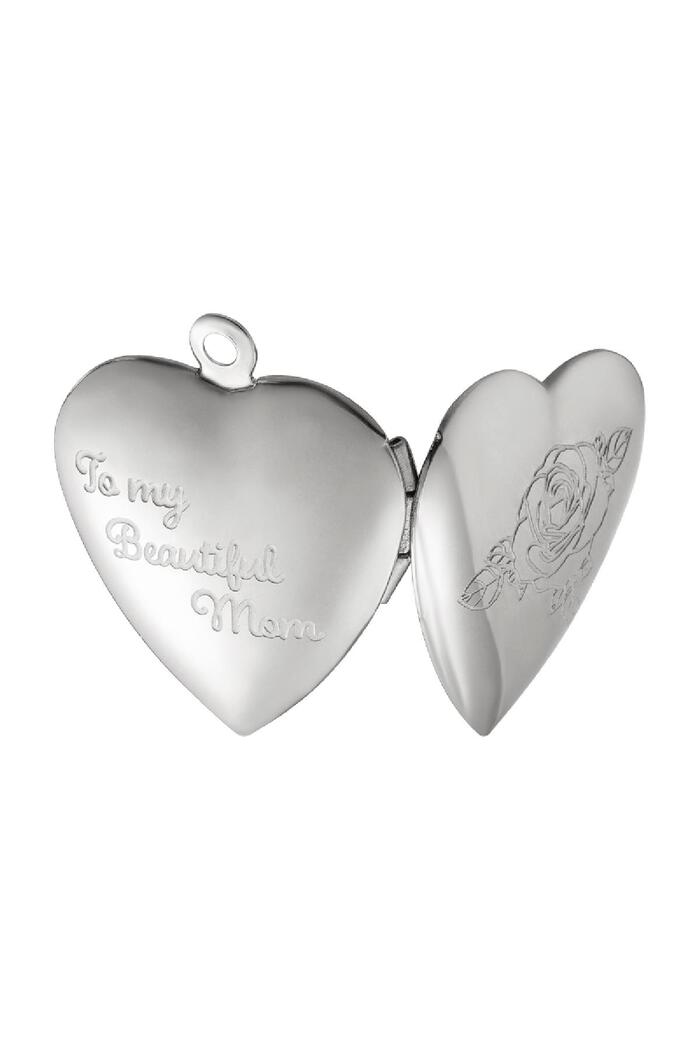 Kalp Anneler Günü Madalyon Gül Silver Stainless Steel Resim2