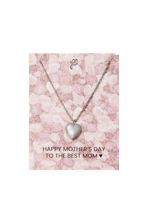 Medaglione per la festa della mamma a cuore rosa Silver Stainless Steel h5 