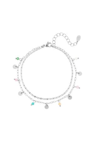 Anklet double chain with charms Silver Stainless Steel h5 